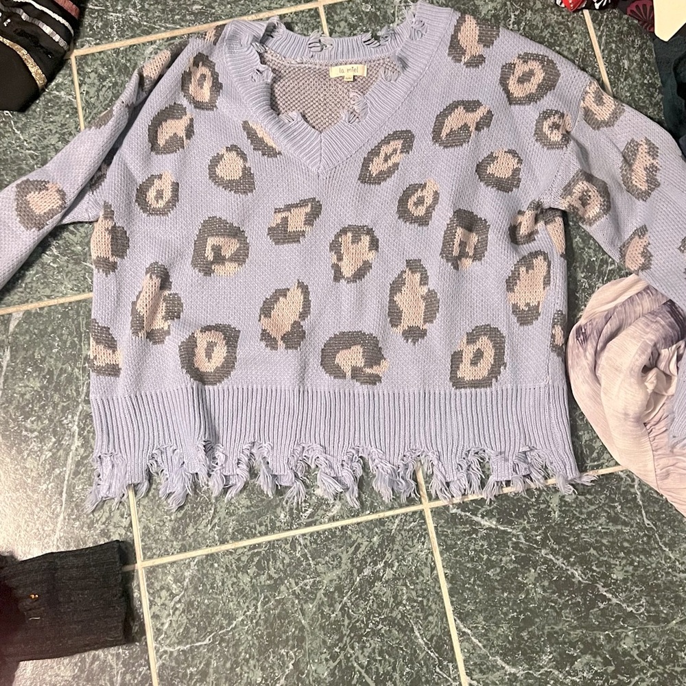 adorable animal print knit sweater